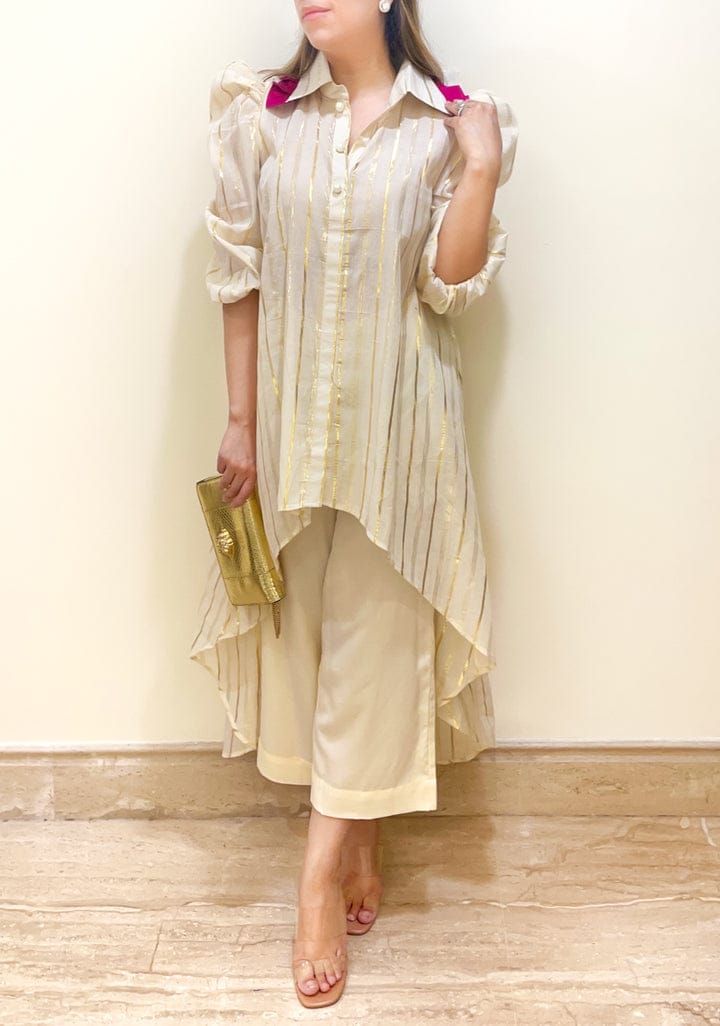WHITE LUREX COTTON CO-ORD SET