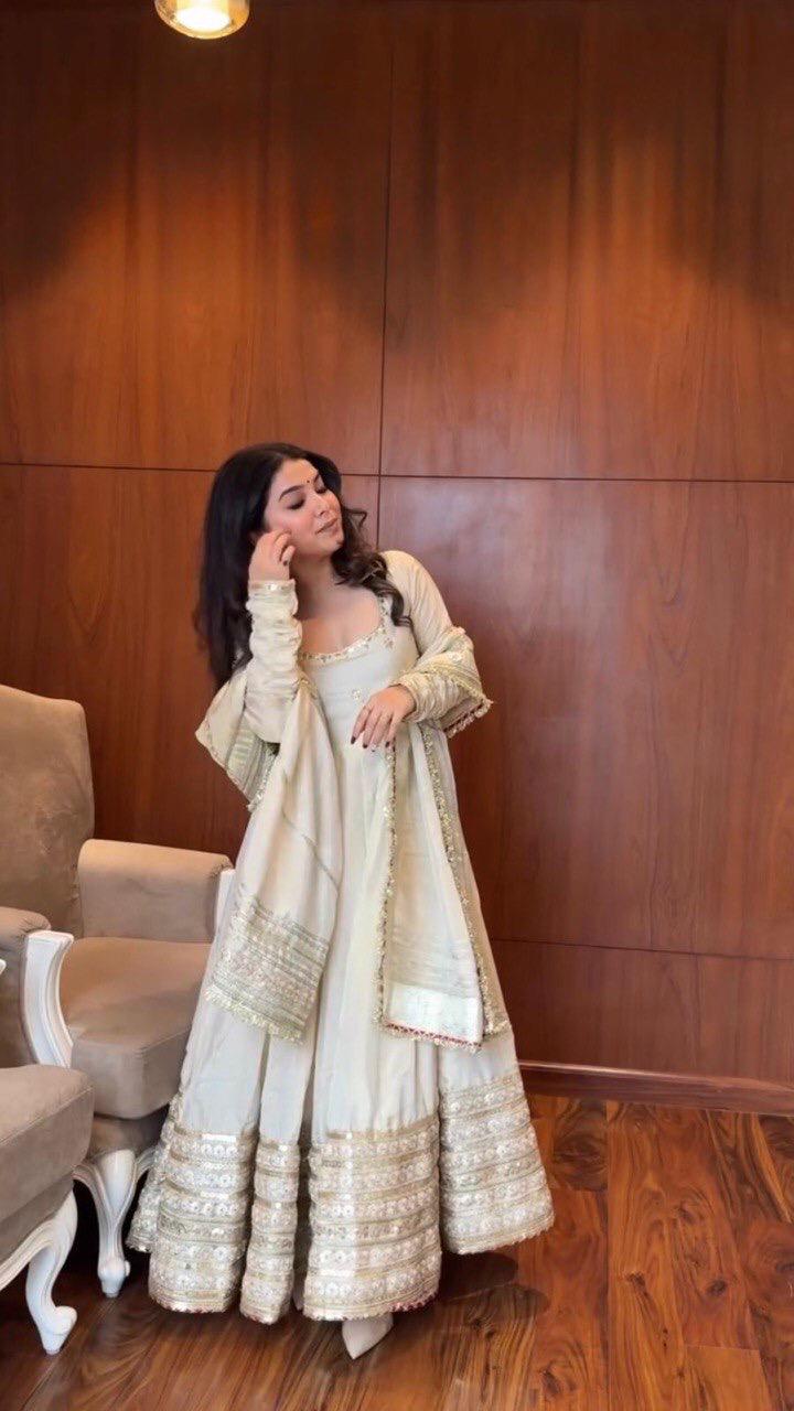 CHINON FABRIC WHITE ANARKALI SET