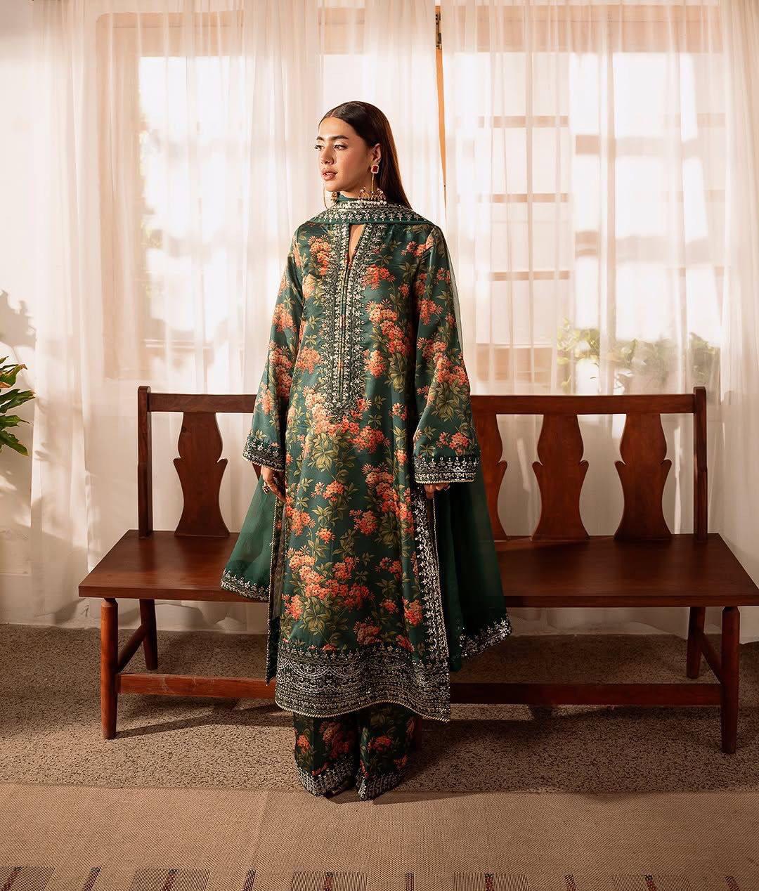 GREEN SILK KURTA SET (SET OF 3)