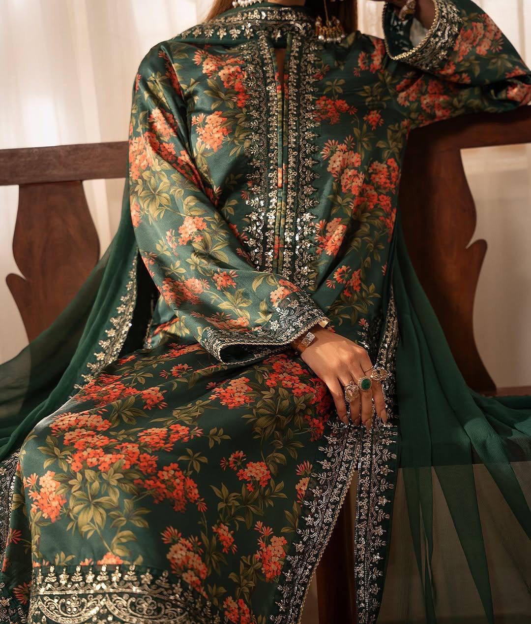GREEN SILK KURTA SET (SET OF 3)