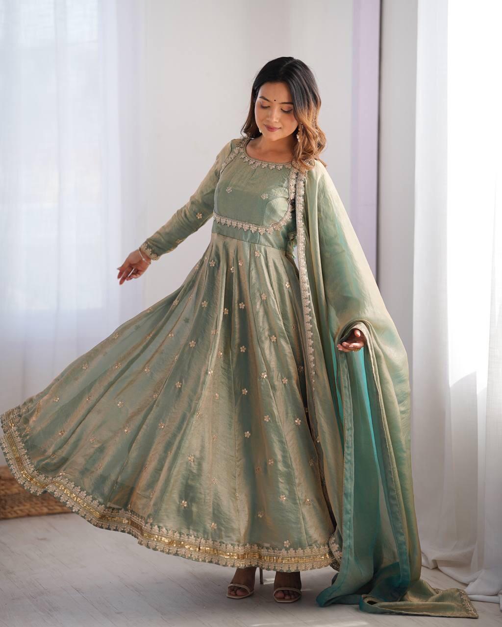 SILK ANARKALI SET- (SET OF 3)