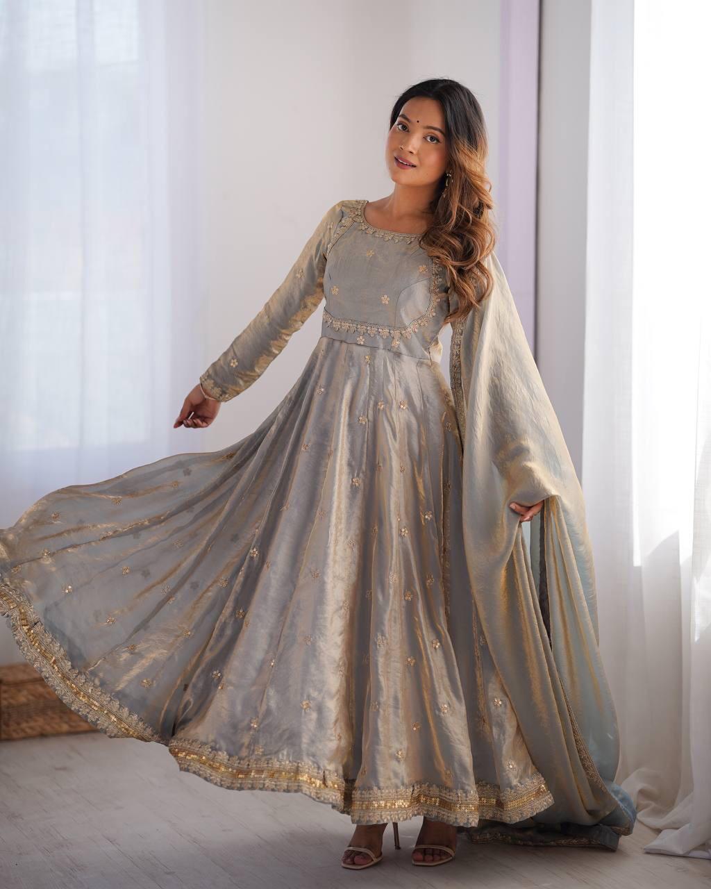 SILK ANARKALI SET- (SET OF 3)