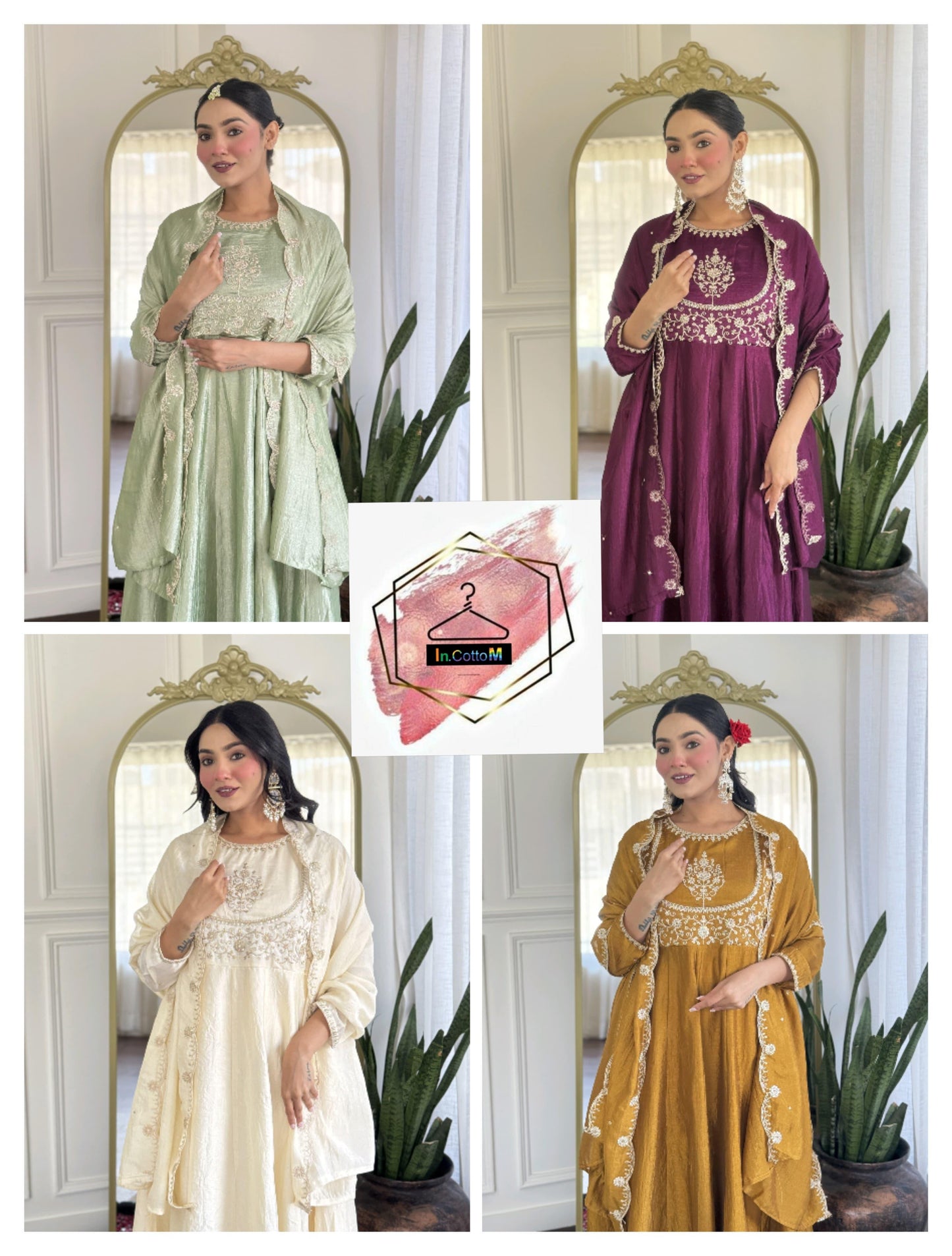 SILK ANARKALI GOWN WITH EMBROIDERY WORK