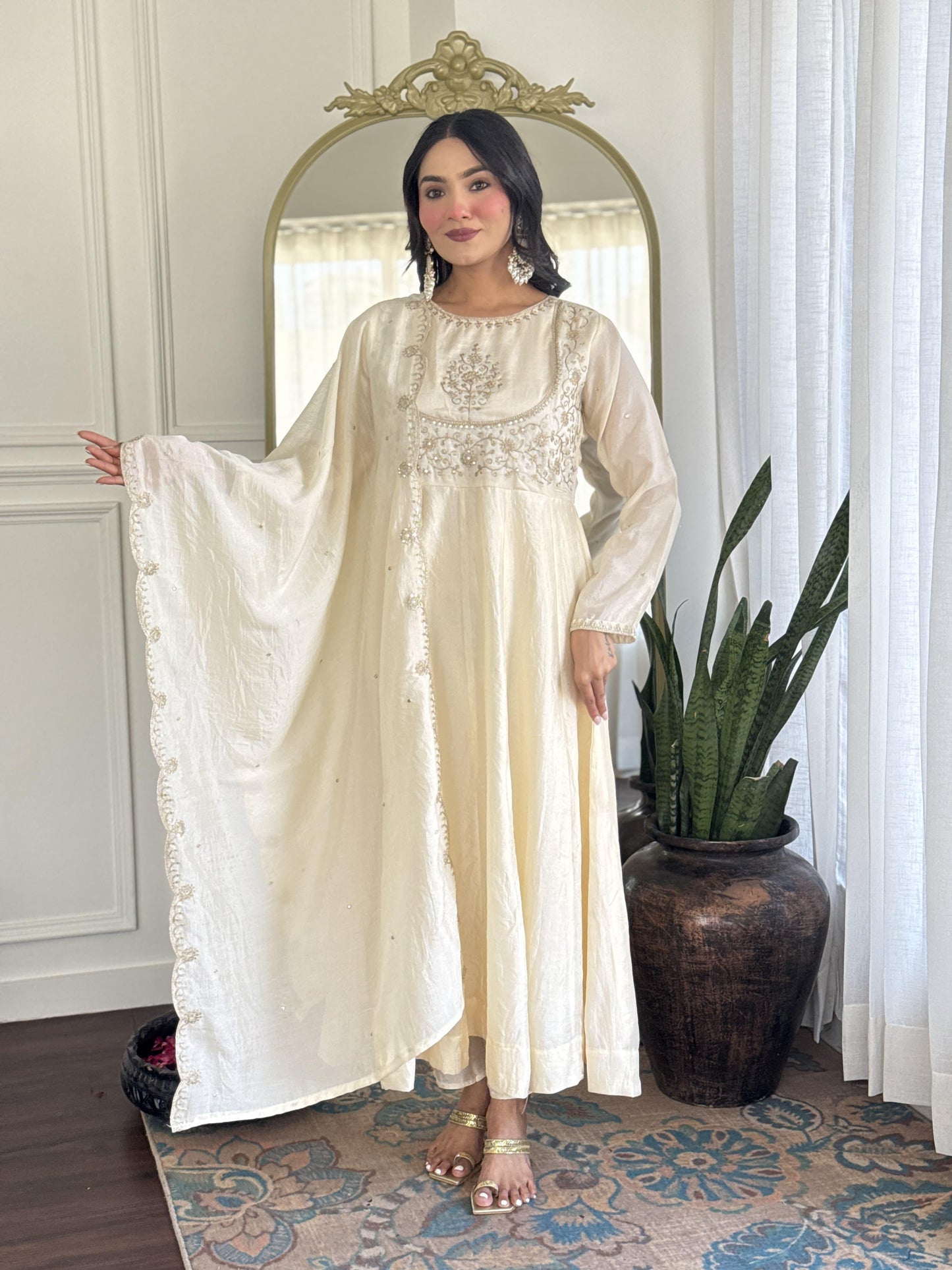 SILK ANARKALI GOWN WITH EMBROIDERY WORK