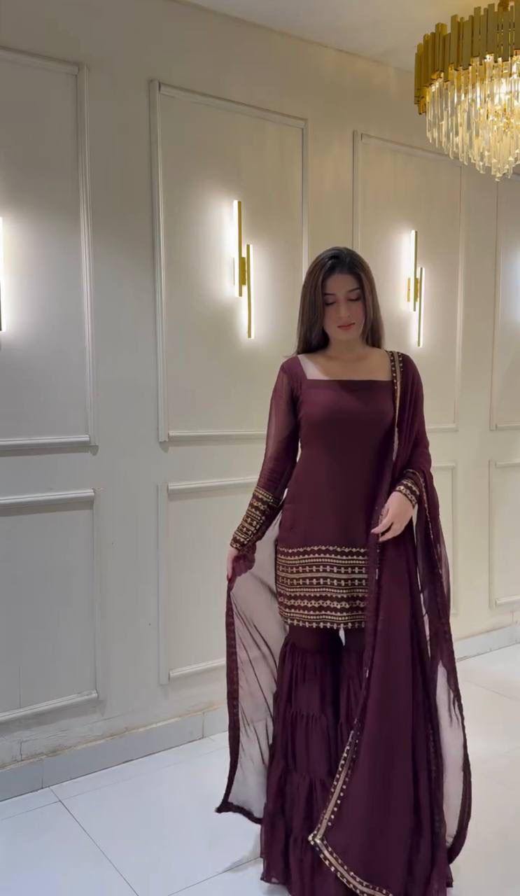 TOP - SHARARA AND DUPATTA WITH HEAVY EMBROIDERY WORK