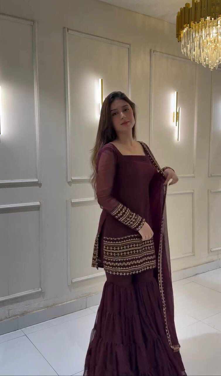 TOP - SHARARA AND DUPATTA WITH HEAVY EMBROIDERY WORK