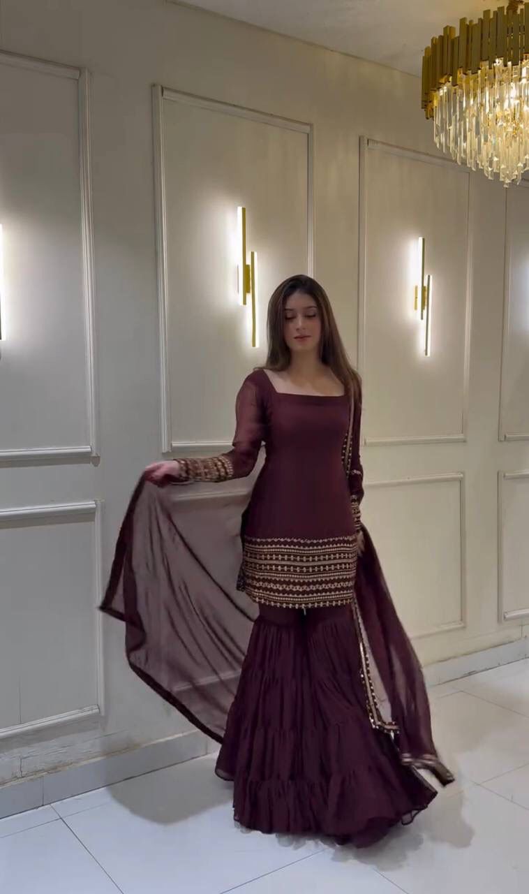 TOP - SHARARA AND DUPATTA WITH HEAVY EMBROIDERY WORK
