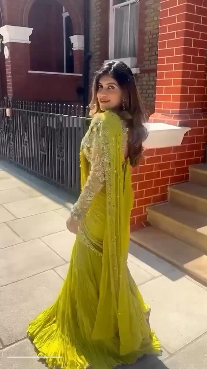 FISHLY - YELLOW LAHENGA SAREE - SET OF 2