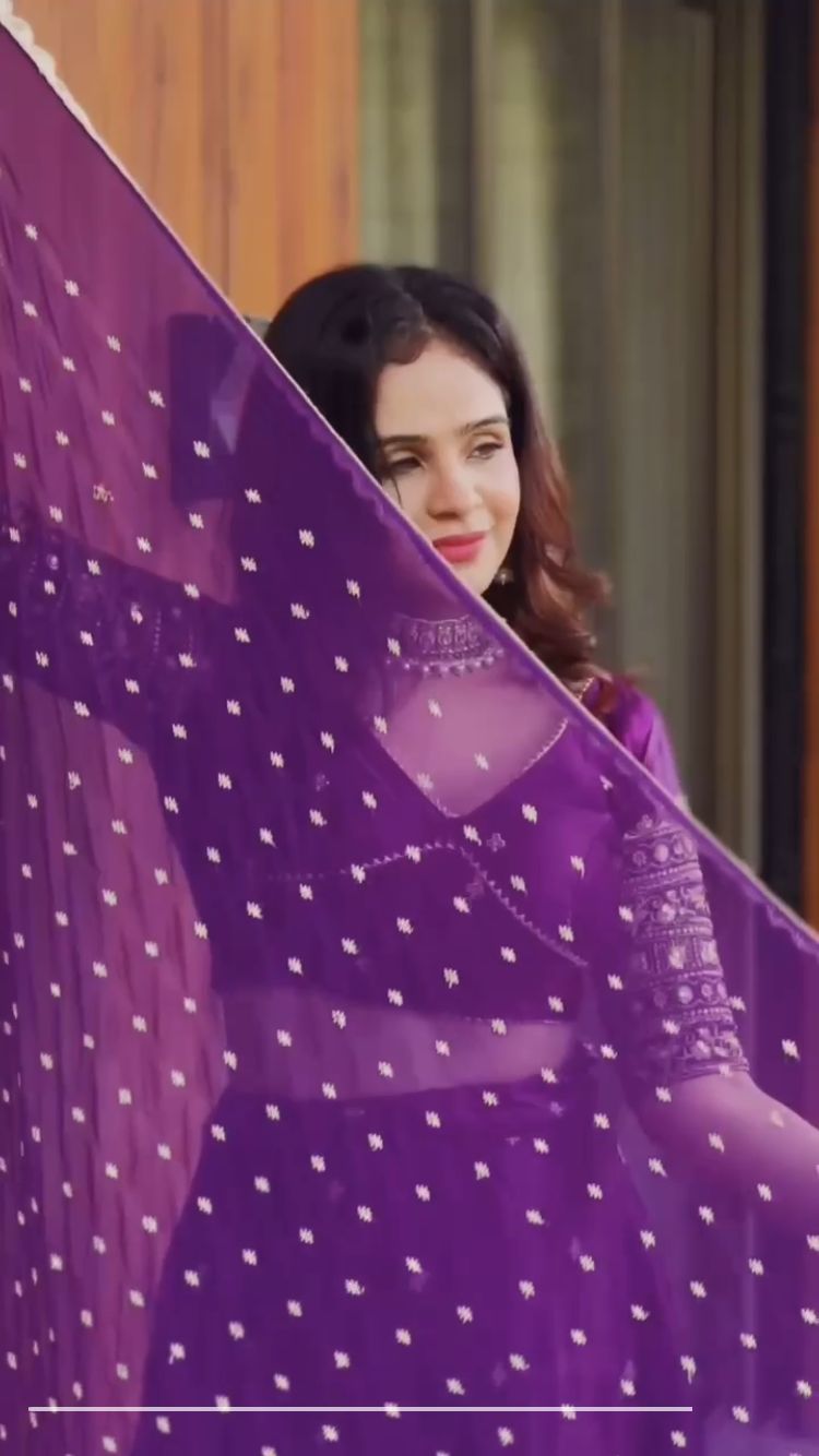 DESIGNER SATIN SILK LEHENGA IN PURPLE