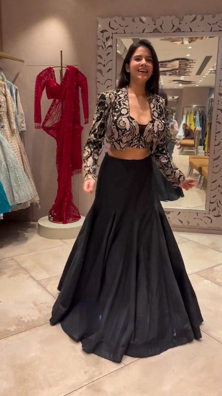 FISHLY STYLE BLACK ETHNIC WEAR LEHENGA- SET OF 3