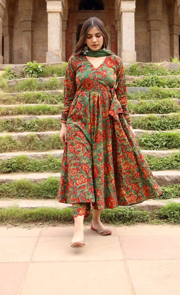 NOOR ANARKALI IN ENGLISH GREEN