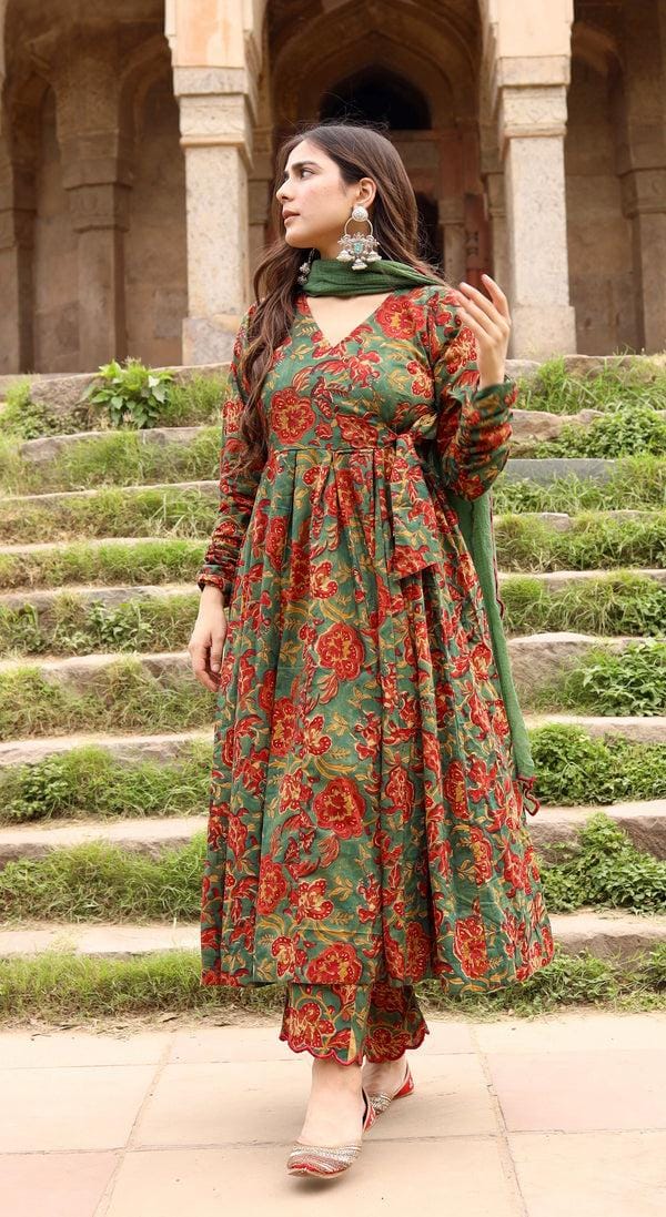 NOOR ANARKALI IN ENGLISH GREEN