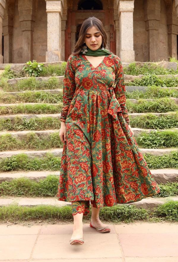 NOOR ANARKALI IN ENGLISH GREEN