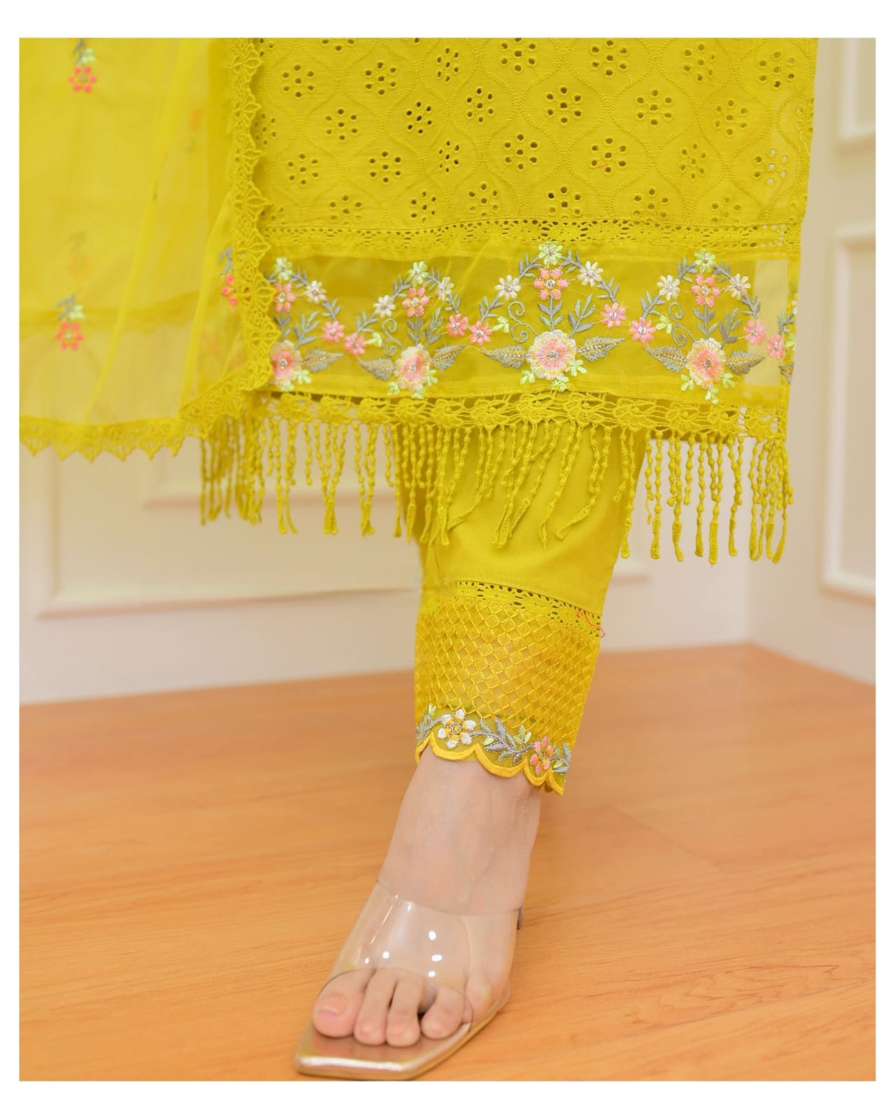 PURE COTTON PAKISTANI SCHIFFI CUTWORK SUIT SET WITH EMBROIDERY WORK