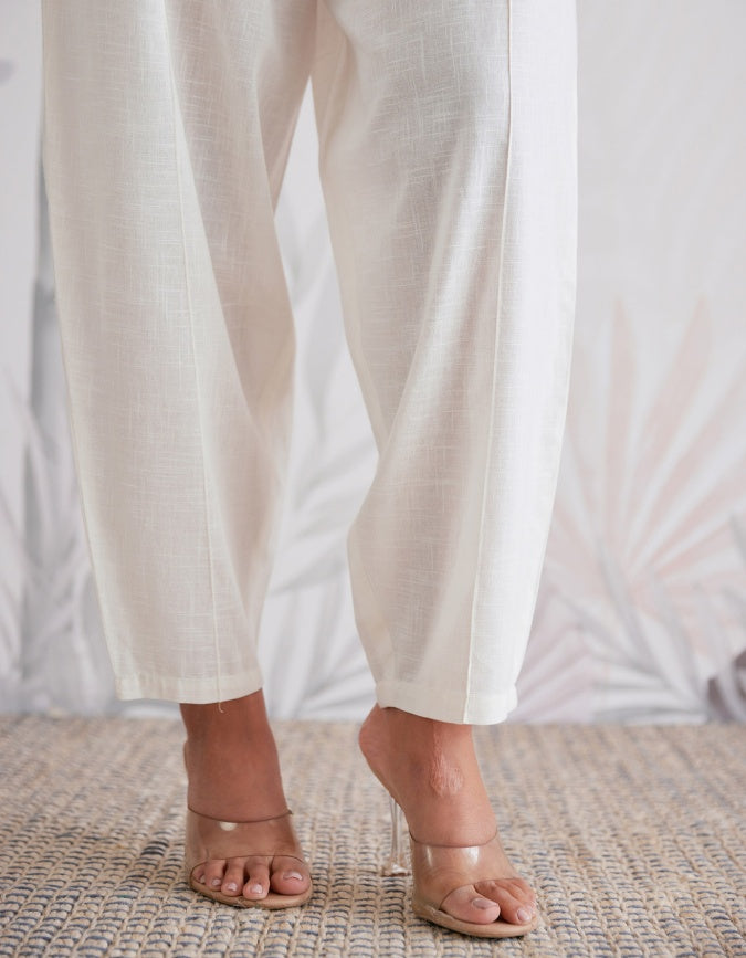 COTTON FLEX SOLID WHITE CO-ORD SET
