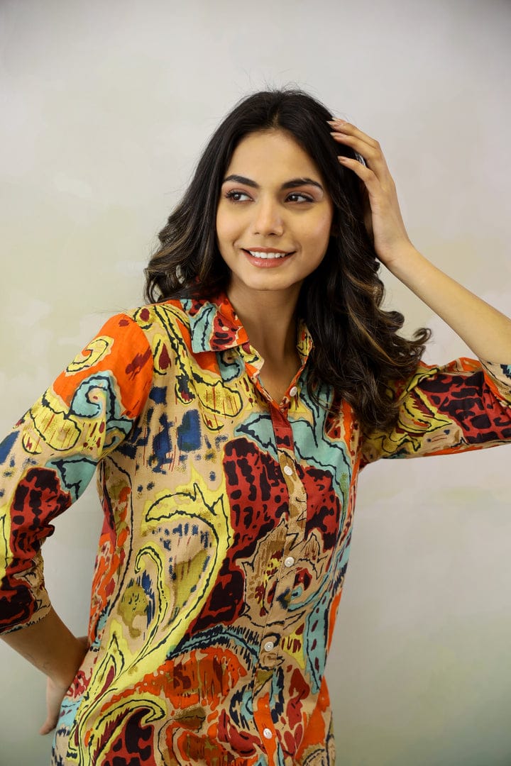 Rust Abstract Cotton Coord Set