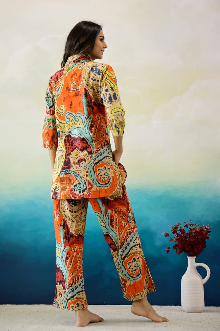 Rust Abstract Cotton Coord Set