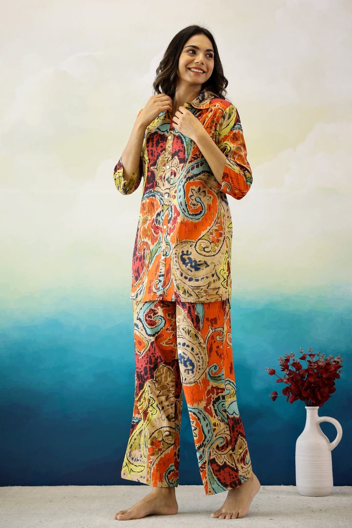 Rust Abstract Cotton Coord Set