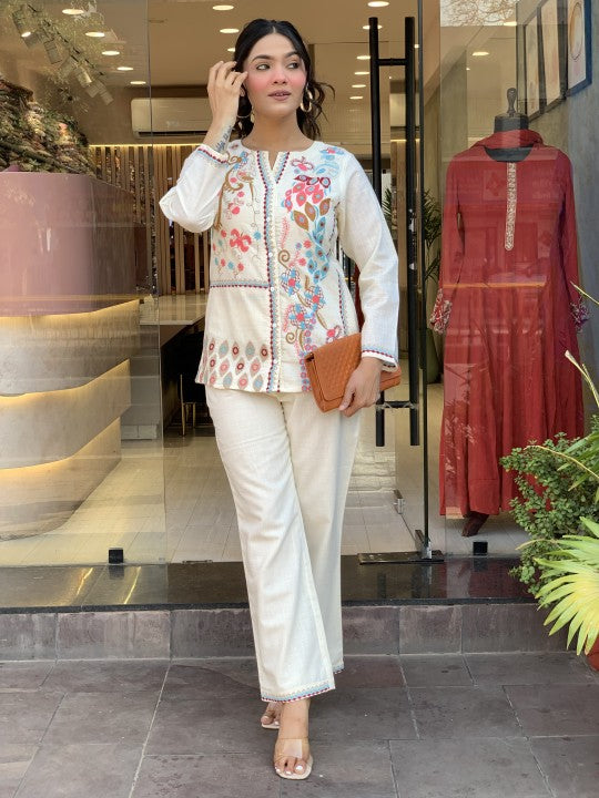 EMBROIDERY CASUAL CO-ORD SET
