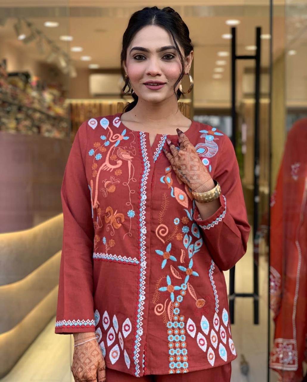 EMBROIDERY CASUAL CO-ORD SET