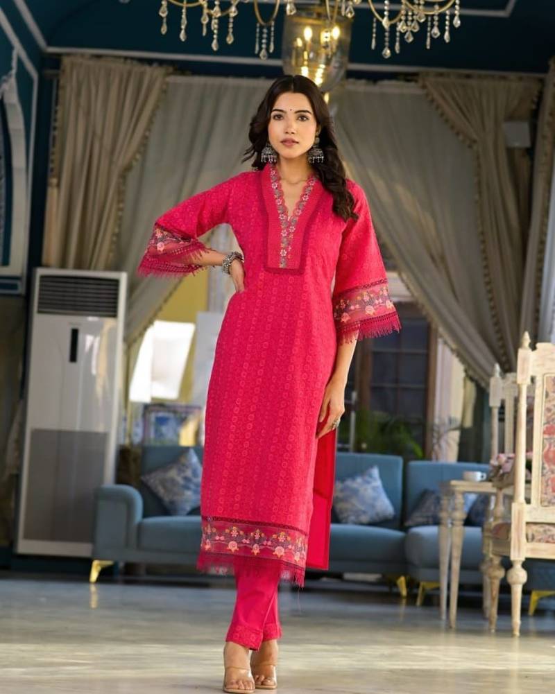 PURE COTTON PAKISTANI SCHIFFI CUTWORK SUIT SET WITH EMBROIDERY WORK