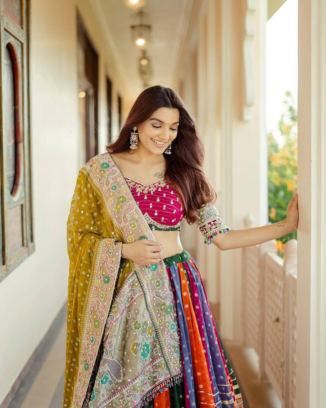 DIGITAL PRINT LEHENGA WITH REAL MIRRO WORK