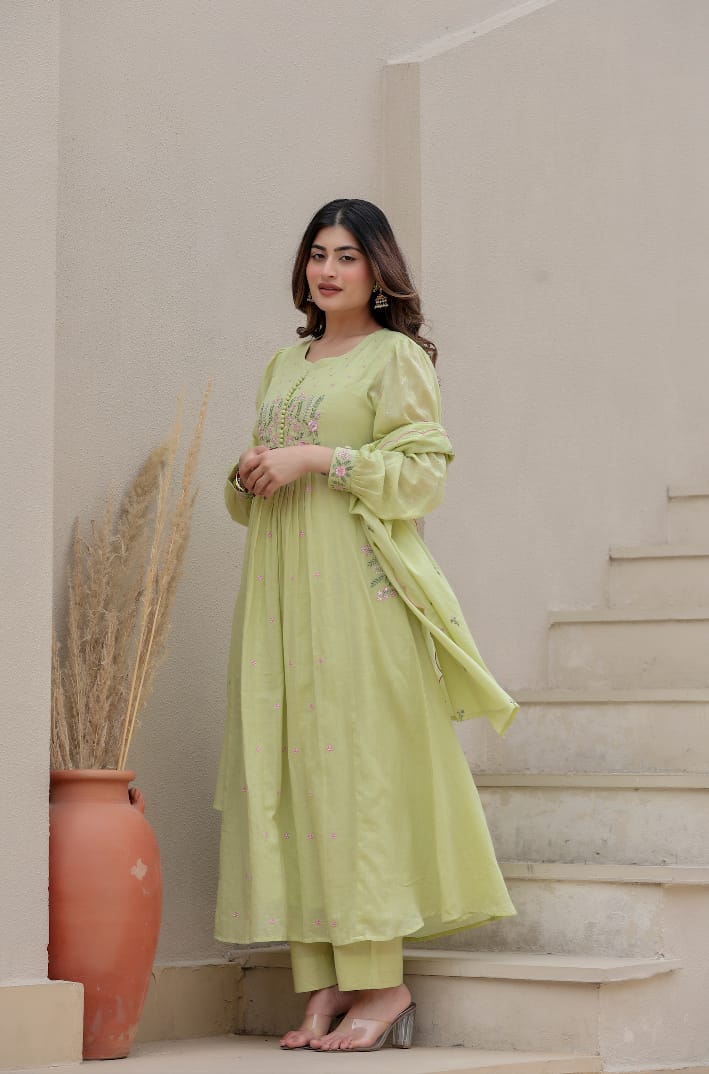COTTON KURTA IN PISTA COLOUR