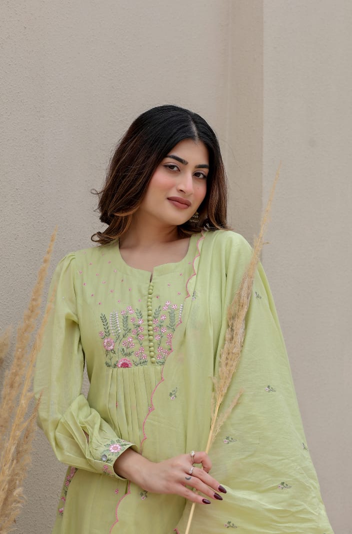 COTTON KURTA IN PISTA COLOUR