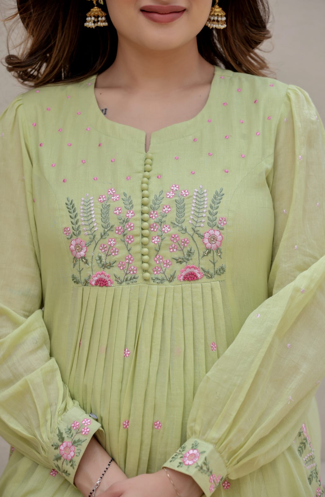 COTTON KURTA IN PISTA COLOUR