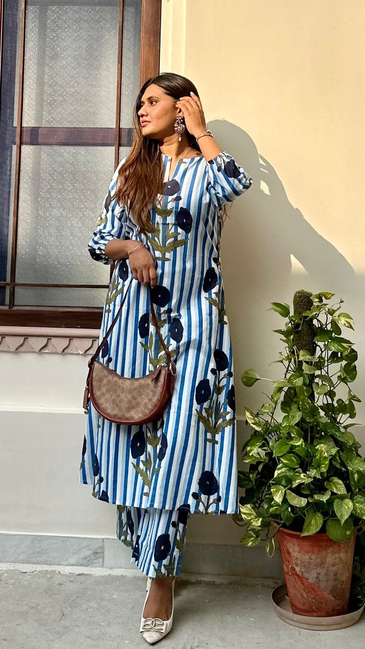 La Rose Hand Block Cotton Printed Co-ord Set