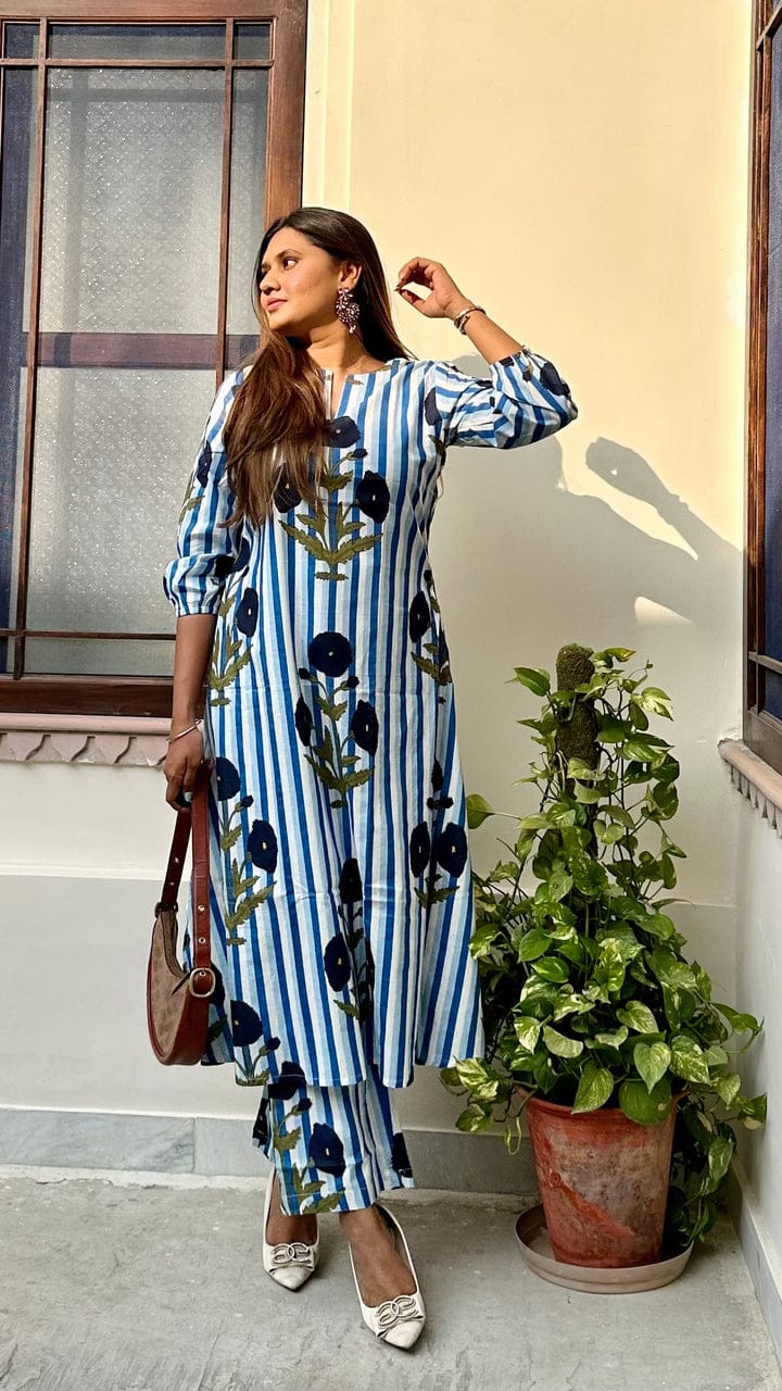 La Rose Hand Block Cotton Printed Co-ord Set