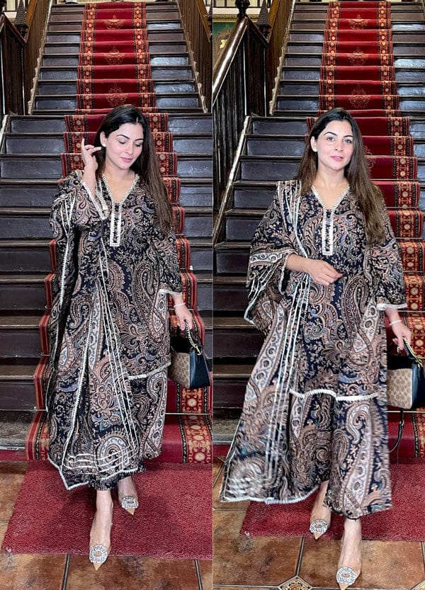 GREEN PAISLEY PRINT COTTON SUIT SET