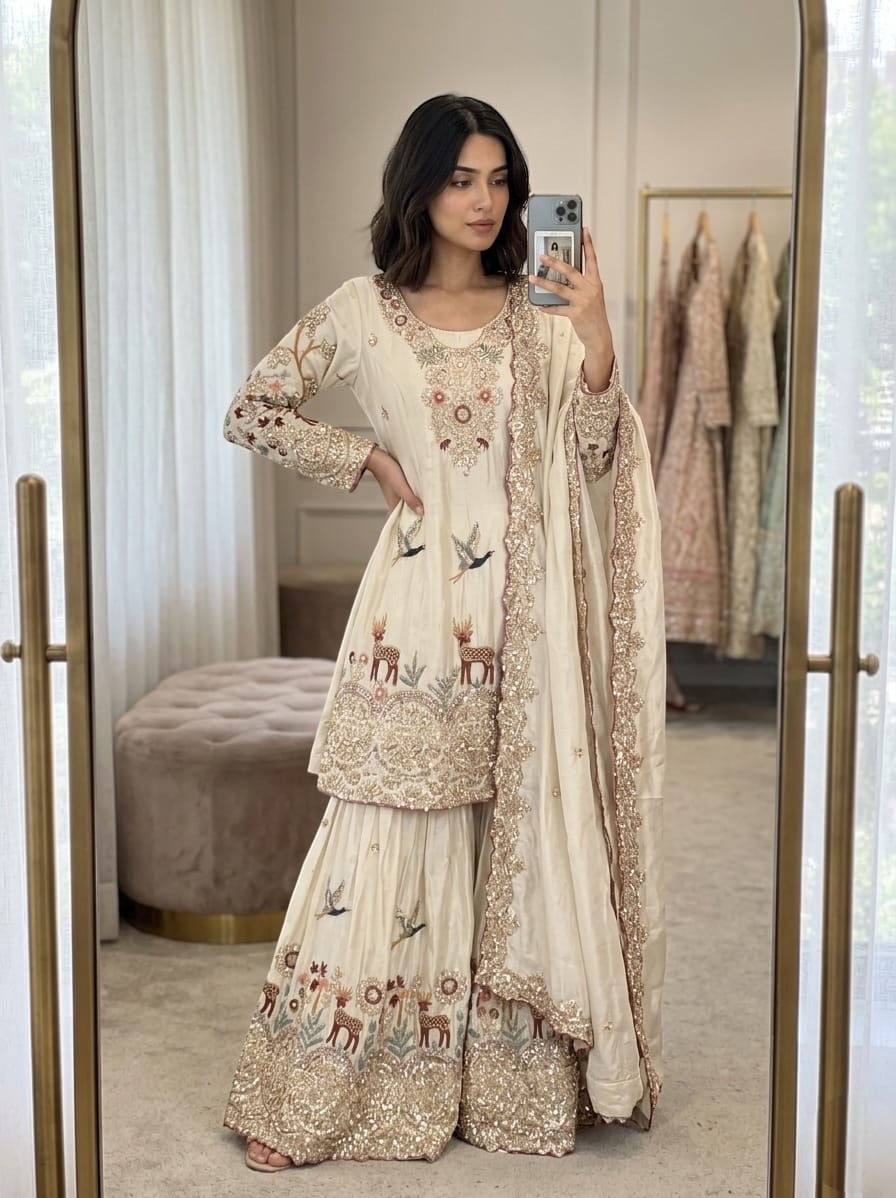CHINON SILK PREMIUM SHARARA SUIT SET