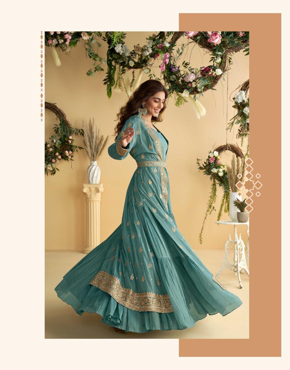 INDO WESTERN STYLE SHRUG ANARKALI SET