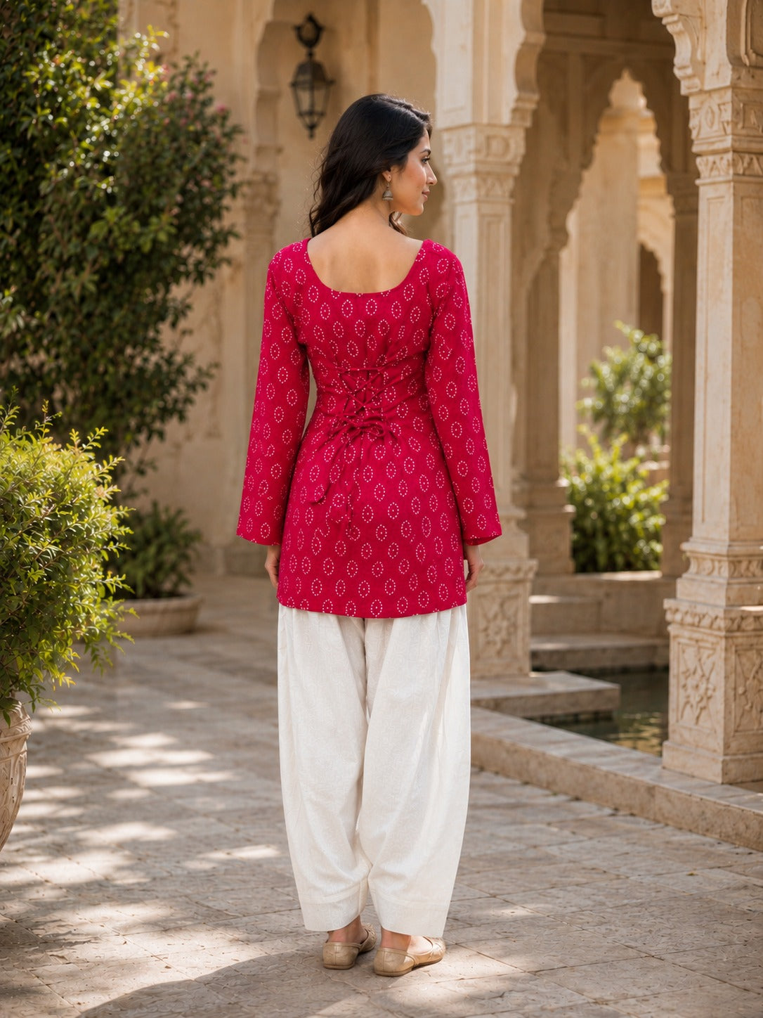 BANDHEJ PRINT COTTON TOP AND FARSI PANT FOR SUMMER'S