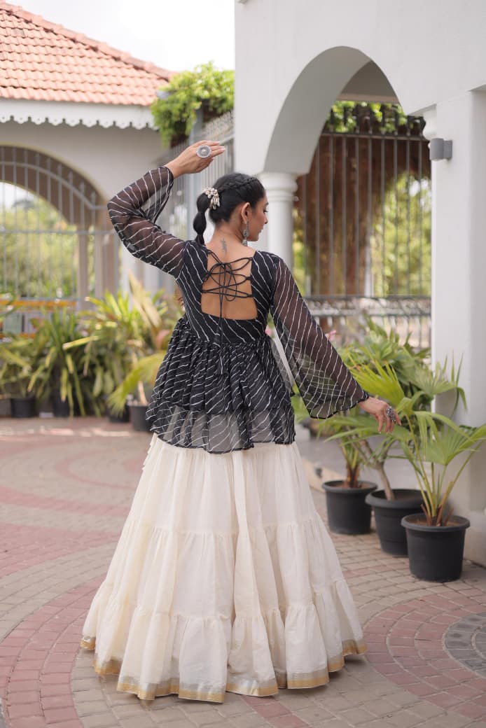 NAVRATRI LEHENGA WITH LAHARIYA PRINT & KUTCHI PATCHWORK