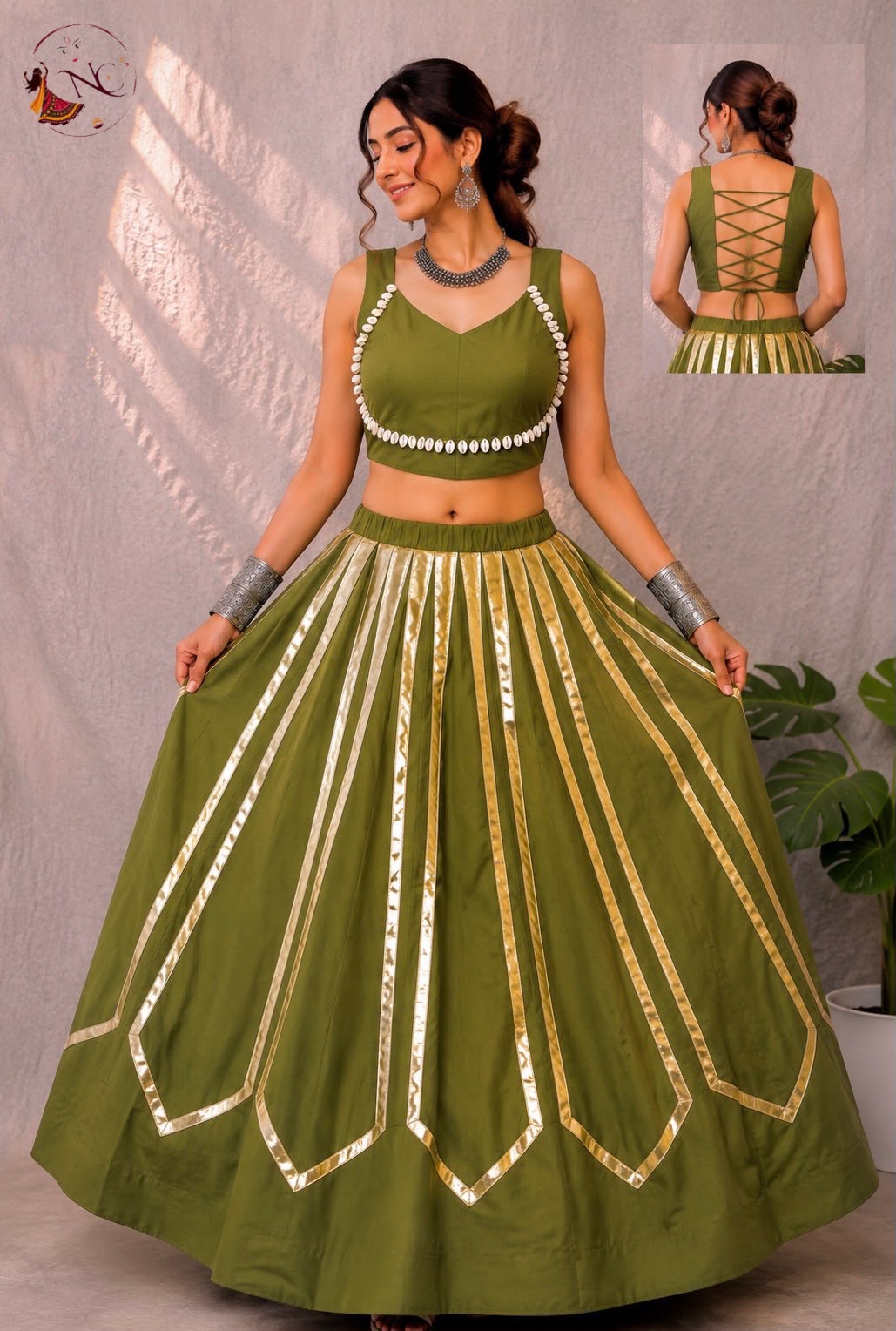 RAYON FLAIR STRIPE NAVRATRI LEHENGA