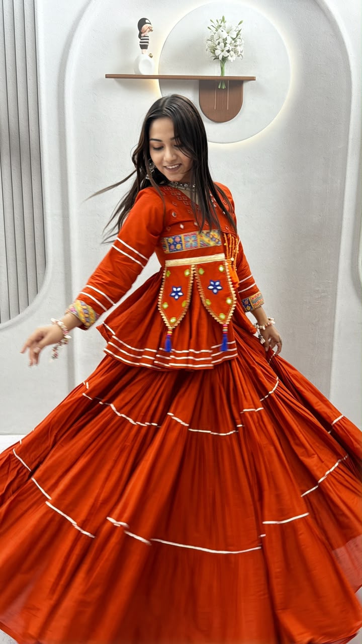 PURE COTTON NAVRATRI LEHENGA CHOLI WITH KOTI
