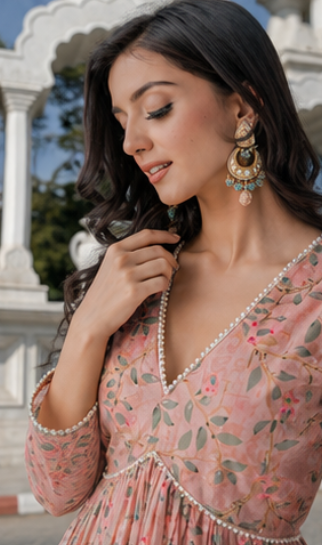 PASTEL PINK PRINTED COTTON KURTA SHARARA - SET OF 3