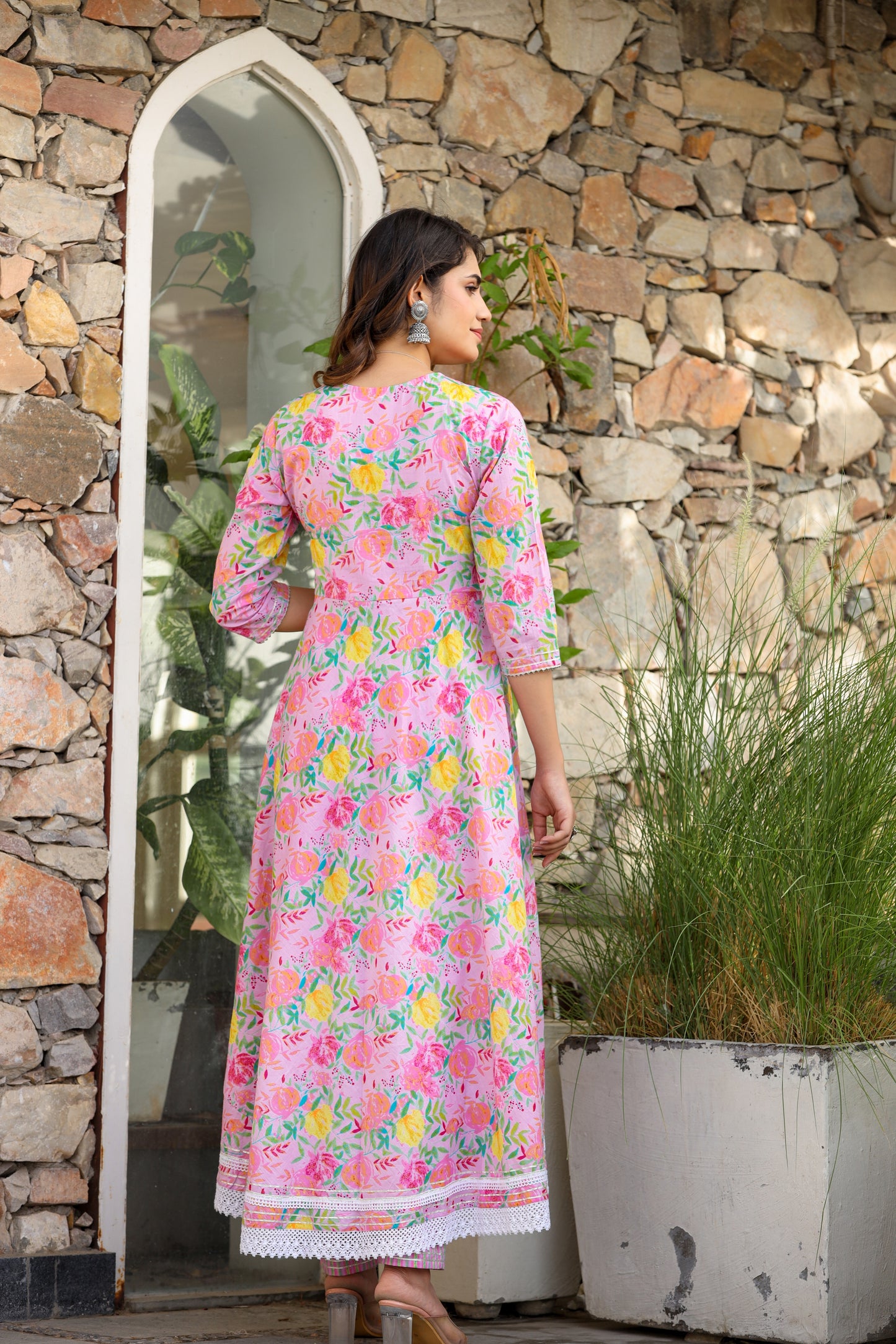MISHTI SKY BLUE & PINK ANGRAKHA ANARKALI KURTA- SET OF 3