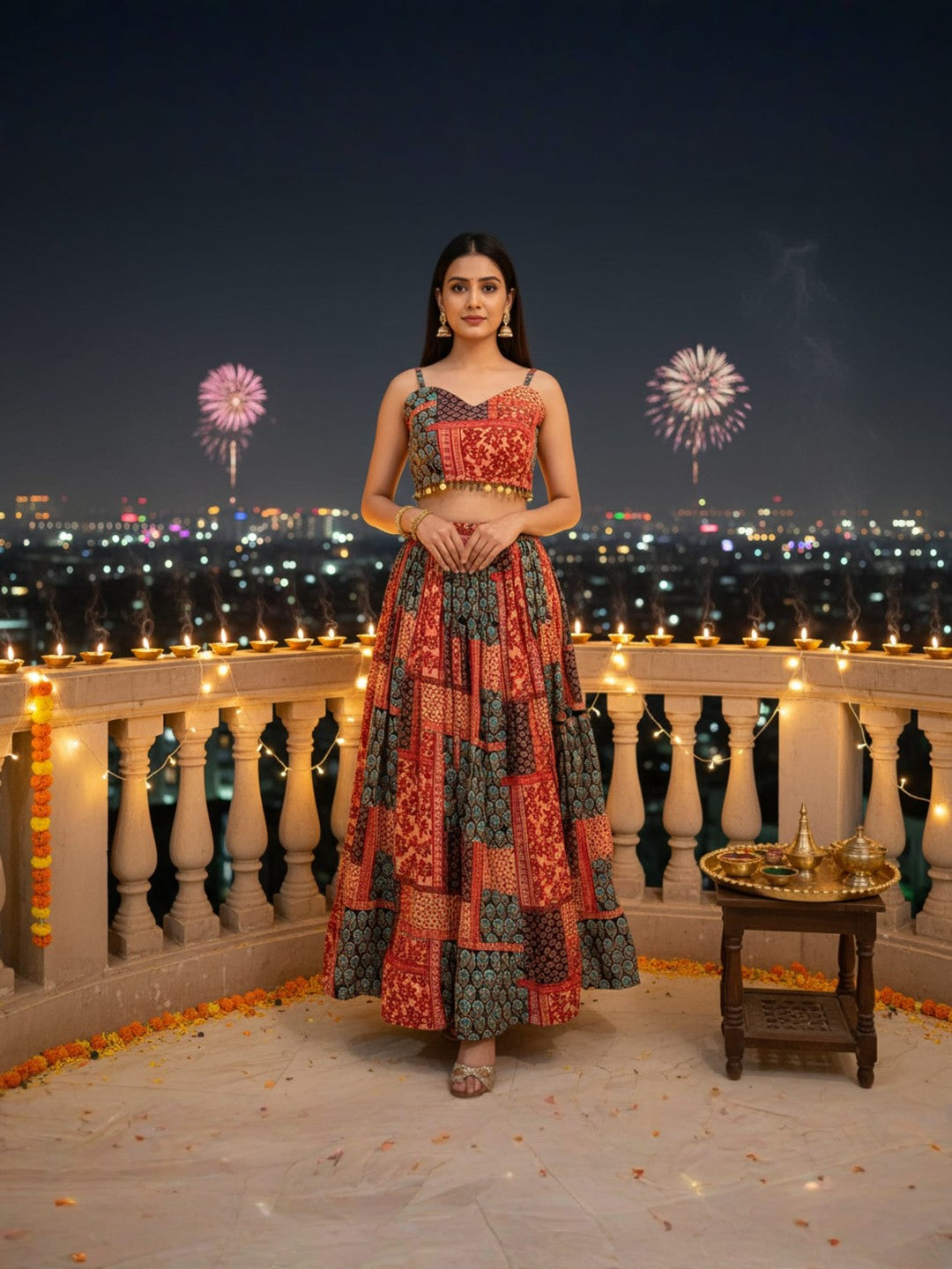 INFLOURA PEACH - HEAVY DESIGNER LAHENGA CHOLI WITH SHRUG SET FOR WEDDING AND FESTIVAL SEASON