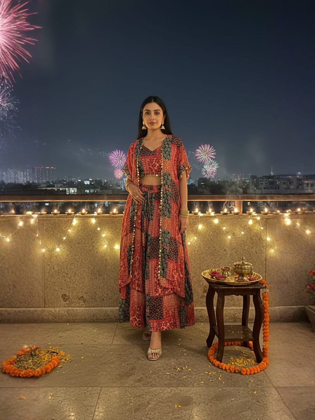 INFLOURA PEACH - HEAVY DESIGNER LAHENGA CHOLI WITH SHRUG SET FOR WEDDING AND FESTIVAL SEASON