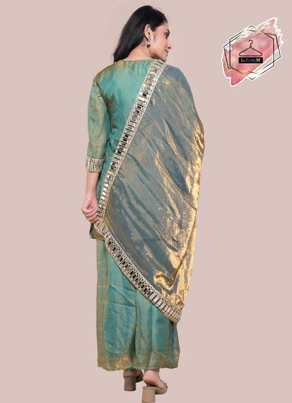 In.CottoM - FENDY SILK MIRROR WORK SHARARA SET