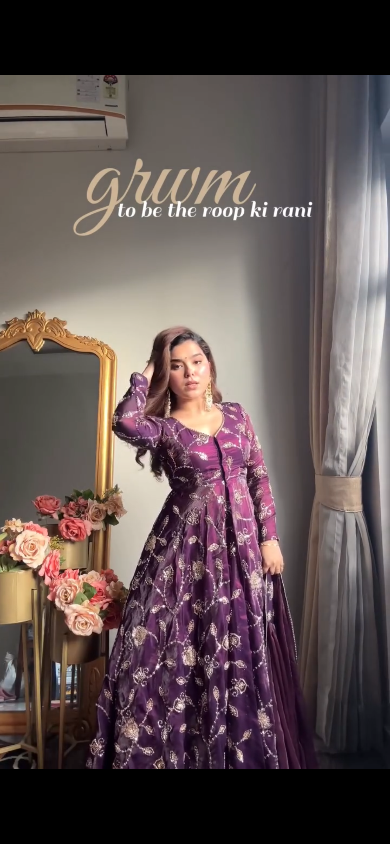 NEHA's FAVOURITE - PURPLE FENDY SILK DESIGNER GOWN - LEHENGA SET