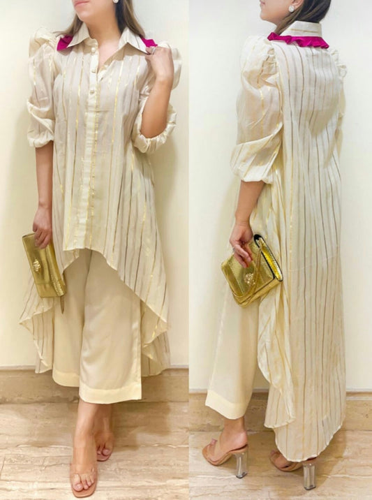 WHITE LUREX COTTON CO-ORD SET