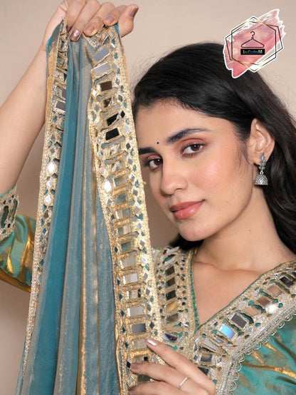 In.CottoM - FENDY SILK MIRROR WORK SHARARA SET