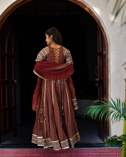 ABAAYA - COTTON WITH GOTA PATTI WORK - LEHENGA SET