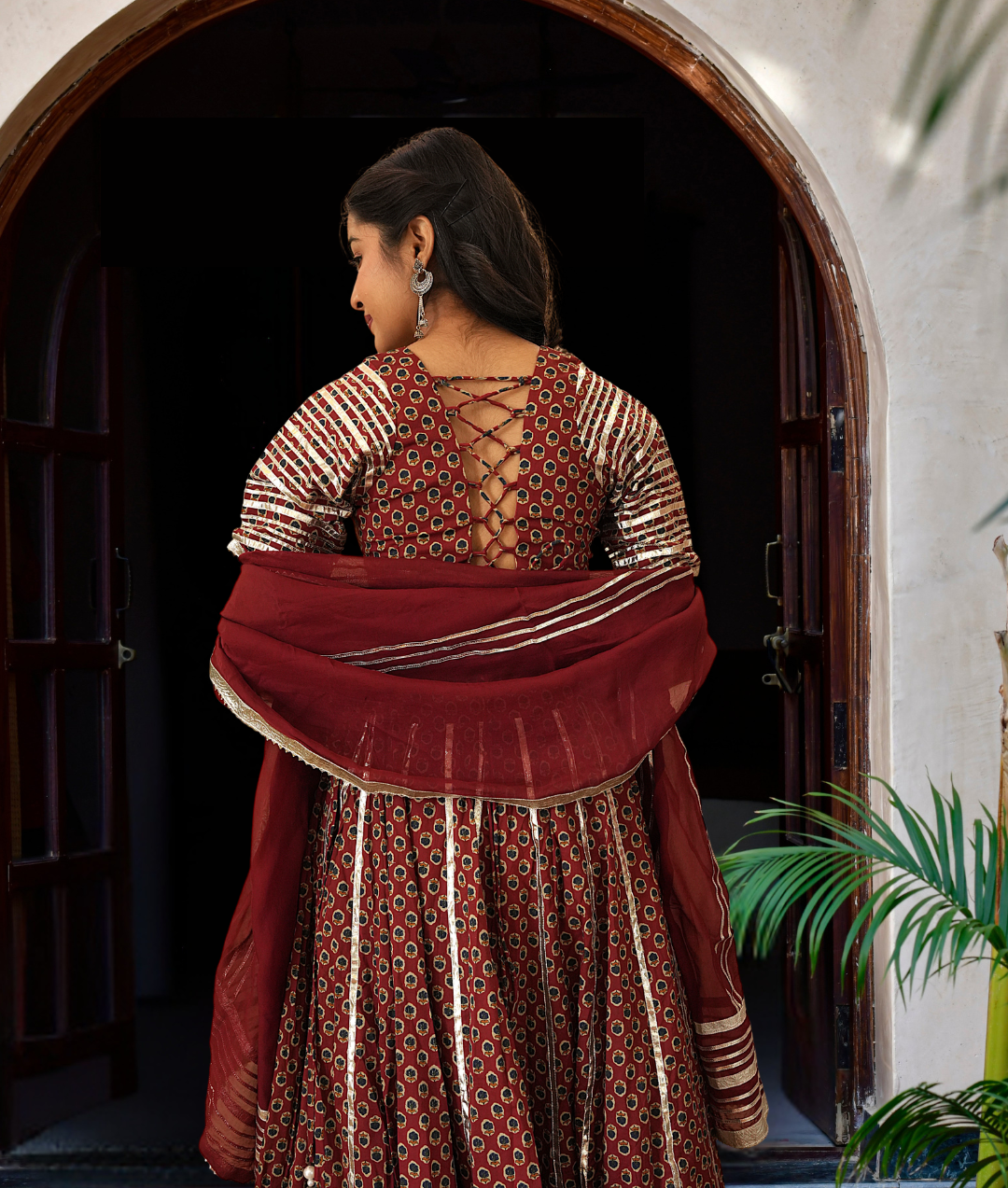 ABAAYA - COTTON WITH GOTA PATTI WORK - LEHENGA SET