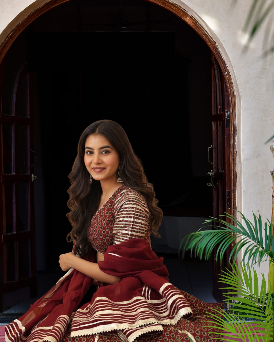ABAAYA - COTTON WITH GOTA PATTI WORK - LEHENGA SET