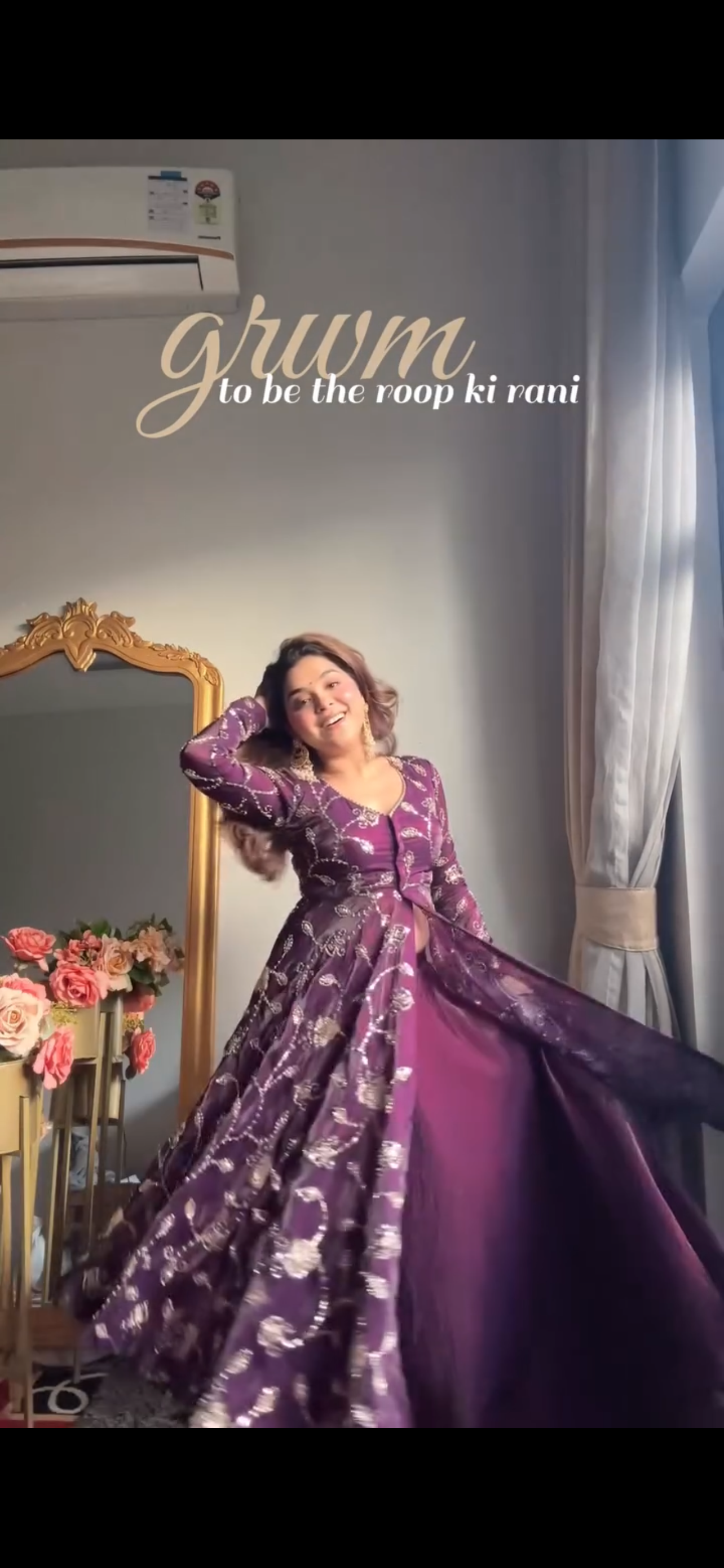 NEHA's FAVOURITE - PURPLE FENDY SILK DESIGNER GOWN - LEHENGA SET